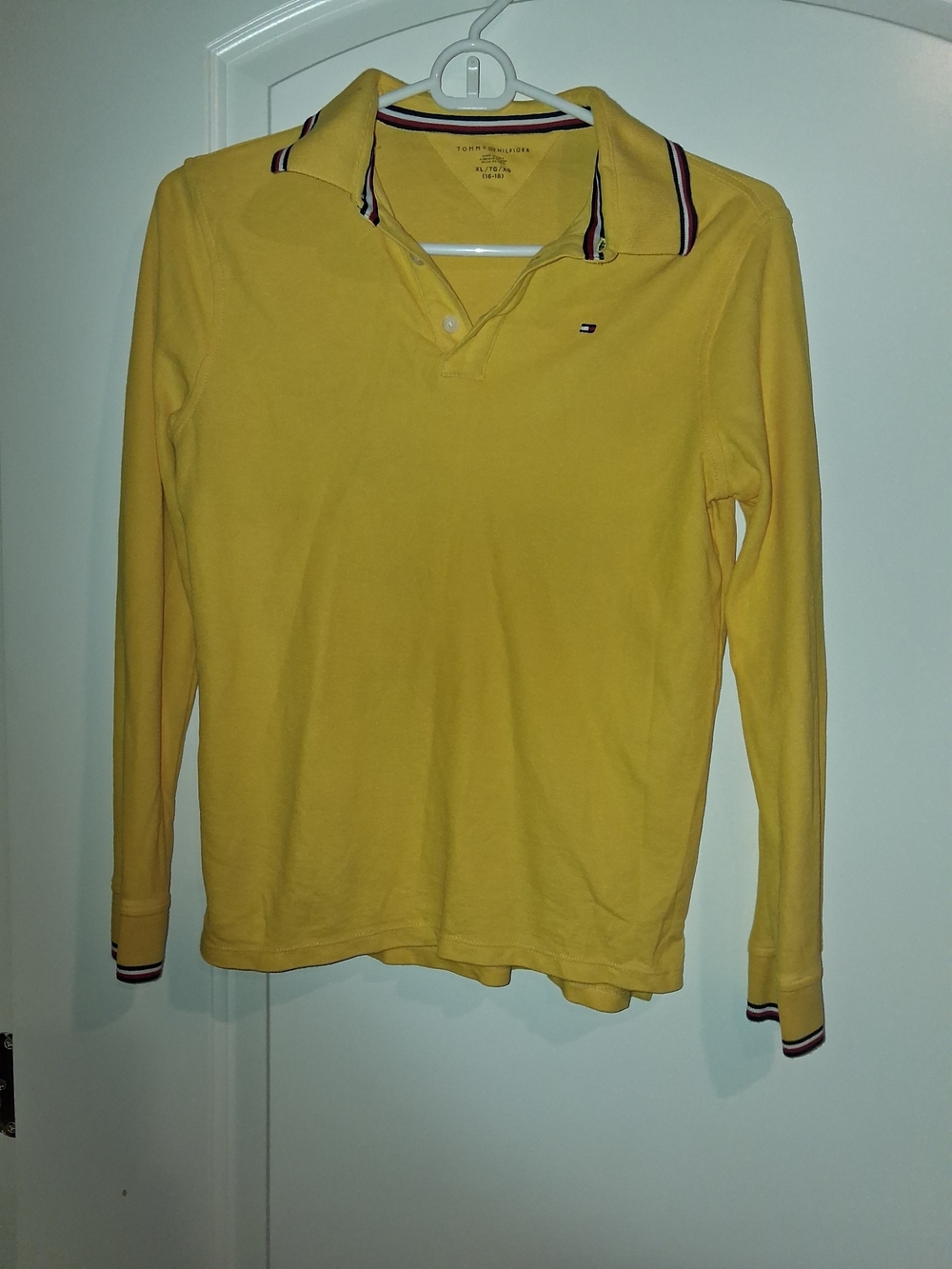 Tommy Hilfiger Kids Yellow Long-Sleeve Polo with Signature Stripe Trim